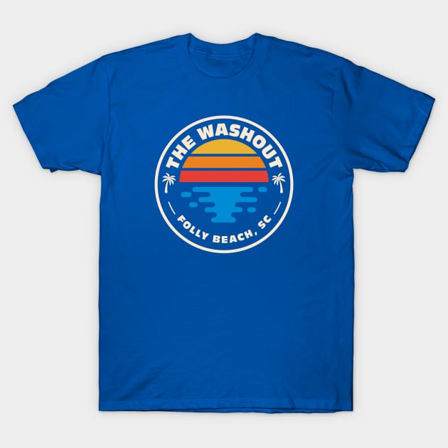 Retro The Washout at Folly Beach South Carolina Vintage Beach Surf Emblem T-Shirt by Now Boarding